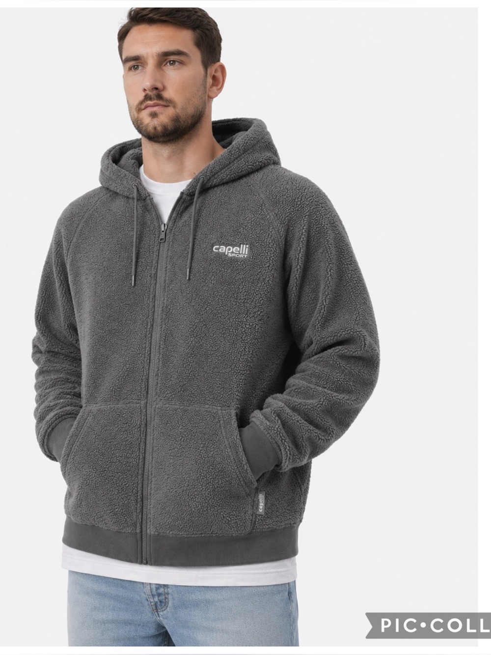 NEW CAPELLI SPORT SHERPA ZIP-UP HOODIE MED GRAY